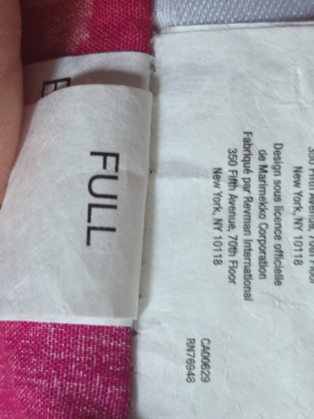 Marimekko Floral Red & Pink Cotton Bedding Fitted Full Sheet Flaw